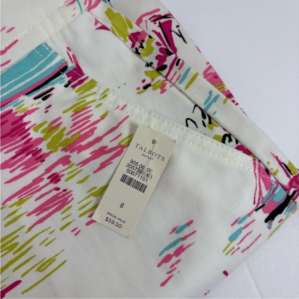 Talbots Outlet Women’s Sz 8 White with Pink Sailboats Pencil Skirt New with Tags - Picture 3 of 5